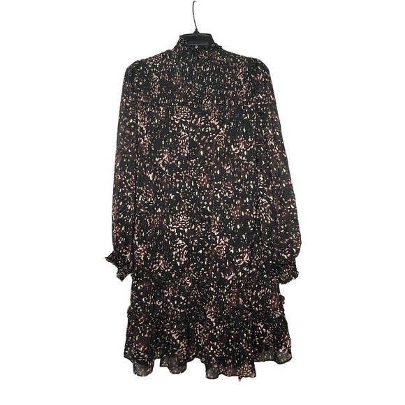 CeCe Pintuck Yoke Smocked Waist Party Holiday Mock Neck Dress Medium New - Picture 4 of 13